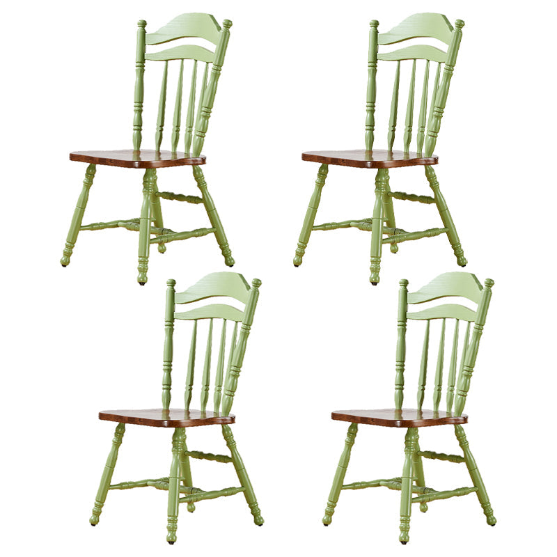 Country Solid Wood Square Dining Chair Slat Back Dining Side Armless Chair Green 4 Piece Set Clearhalo ' kitchen&dining_furn' 'Dining Chairs' 'Dining Tables & Seating' 'dining_chair' 'furn' 'furn_dining_chair' 'Furniture' 'furniture_dining_chair' 'Kitchen & Dining Furniture' 'kitchen' 3671727