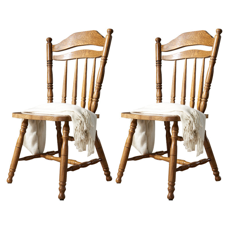 Country Solid Wood Square Dining Chair Slat Back Dining Side Armless Chair Walnut 2 Piece Set Clearhalo ' kitchen&dining_furn' 'Dining Chairs' 'Dining Tables & Seating' 'dining_chair' 'furn' 'furn_dining_chair' 'Furniture' 'furniture_dining_chair' 'Kitchen & Dining Furniture' 'kitchen' 3671730