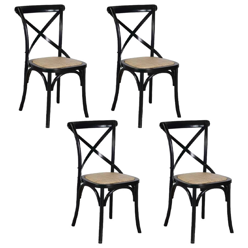 Country Style Square Dining Chair Kitchen Cross Back Dining Side Chair Black 4 Piece Set Clearhalo ' kitchen&dining_furn' 'Dining Chairs' 'Dining Tables & Seating' 'dining_chair' 'furn' 'furn_dining_chair' 'Furniture' 'furniture_dining_chair' 'Kitchen & Dining Furniture' 'kitchen' 3671741