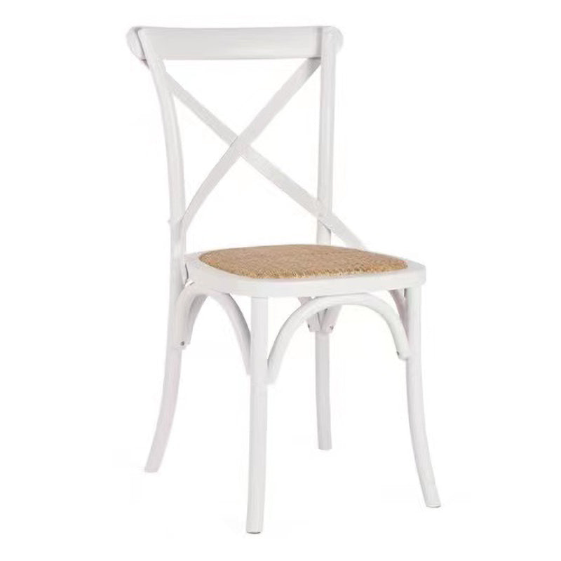 Country Style Square Dining Chair Kitchen Cross Back Dining Side Chair White 1 Piece Clearhalo ' kitchen&dining_furn' 'Dining Chairs' 'Dining Tables & Seating' 'dining_chair' 'furn' 'furn_dining_chair' 'Furniture' 'furniture_dining_chair' 'Kitchen & Dining Furniture' 'kitchen' 3671743