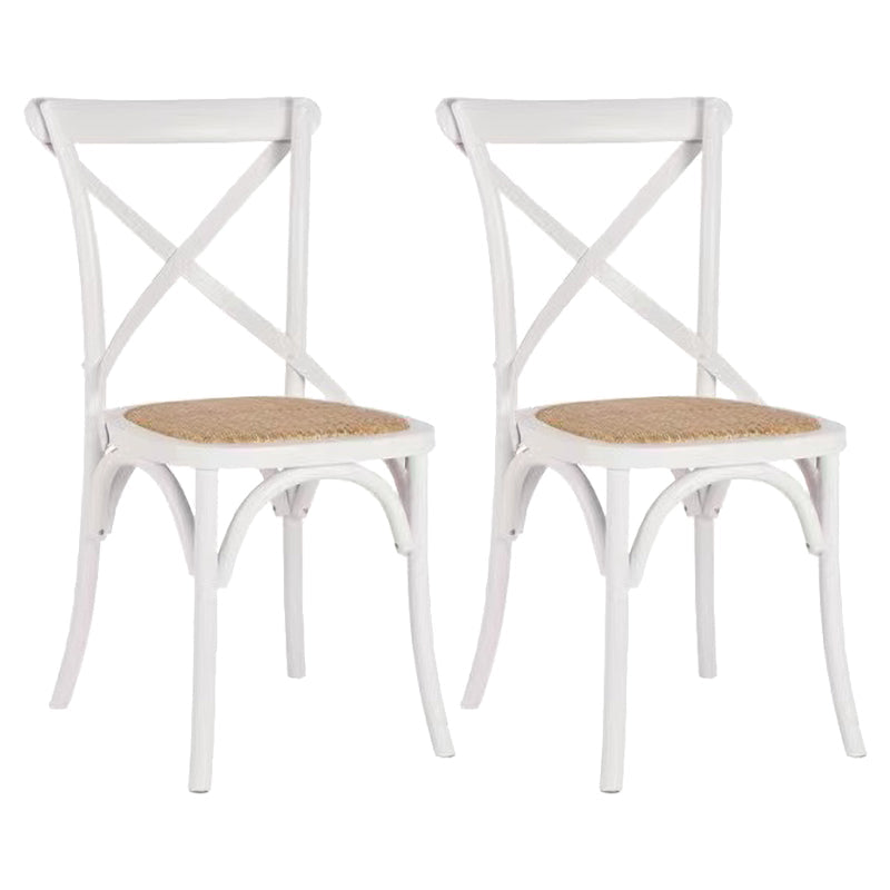 Country Style Square Dining Chair Kitchen Cross Back Dining Side Chair White 2 Piece Set Clearhalo ' kitchen&dining_furn' 'Dining Chairs' 'Dining Tables & Seating' 'dining_chair' 'furn' 'furn_dining_chair' 'Furniture' 'furniture_dining_chair' 'Kitchen & Dining Furniture' 'kitchen' 3671745