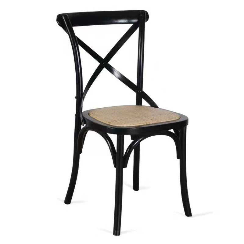 Country Style Square Dining Chair Kitchen Cross Back Dining Side Chair Black 1 Piece Clearhalo ' kitchen&dining_furn' 'Dining Chairs' 'Dining Tables & Seating' 'dining_chair' 'furn' 'furn_dining_chair' 'Furniture' 'furniture_dining_chair' 'Kitchen & Dining Furniture' 'kitchen' 3671748