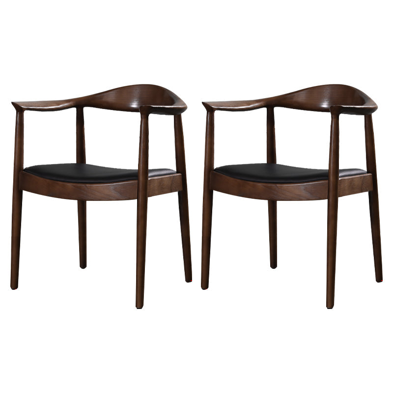 Scandinavian Style Wood Dining Side Chair Home Open Back Dining Side Chair with Arm Dark Wood 2 Piece Set Clearhalo ' kitchen&dining_furn' 'Dining Chairs' 'Dining Tables & Seating' 'dining_chair' 'furn' 'furn_dining_chair' 'Furniture' 'furniture_dining_chair' 'Kitchen & Dining Furniture' 'kitchen' 3671767