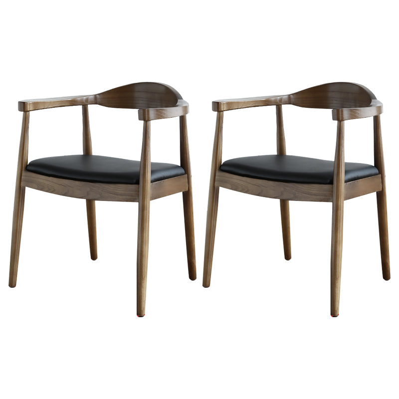 Scandinavian Style Wood Dining Side Chair Home Open Back Dining Side Chair with Arm Walnut 2 Piece Set Clearhalo ' kitchen&dining_furn' 'Dining Chairs' 'Dining Tables & Seating' 'dining_chair' 'furn' 'furn_dining_chair' 'Furniture' 'furniture_dining_chair' 'Kitchen & Dining Furniture' 'kitchen' 3671776