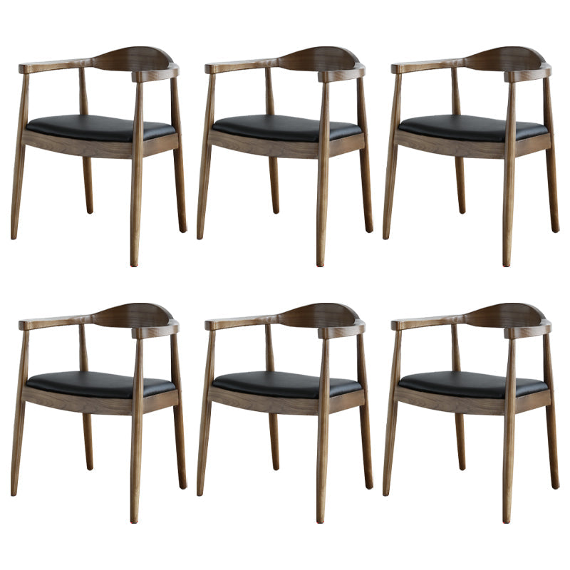 Scandinavian Style Wood Dining Side Chair Home Open Back Dining Side Chair with Arm Walnut 6 Piece Set Clearhalo ' kitchen&dining_furn' 'Dining Chairs' 'Dining Tables & Seating' 'dining_chair' 'furn' 'furn_dining_chair' 'Furniture' 'furniture_dining_chair' 'Kitchen & Dining Furniture' 'kitchen' 3671778