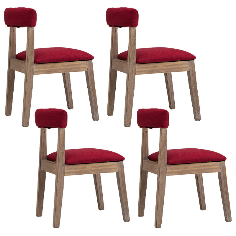Country Style Solid Wood Dining Room Chair Armless Open Back Dining Side Chair for Home Use Dark Red 4 Piece Set Clearhalo ' kitchen&dining_furn' 'Dining Chairs' 'Dining Tables & Seating' 'dining_chair' 'furn' 'furn_dining_chair' 'Furniture' 'furniture_dining_chair' 'Kitchen & Dining Furniture' 'kitchen' 3671797