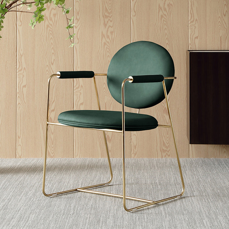 Nordic Cushioned Dining Chair 33"H King Louis Back Side Chair with Metal Base for Restaurant Green 1 Piece Clearhalo ' kitchen&dining_furn' 'Dining Chairs' 'Dining Tables & Seating' 'dining_chair' 'furn' 'furn_dining_chair' 'Furniture' 'furniture_dining_chair' 'Kitchen & Dining Furniture' 'kitchen' 3671811