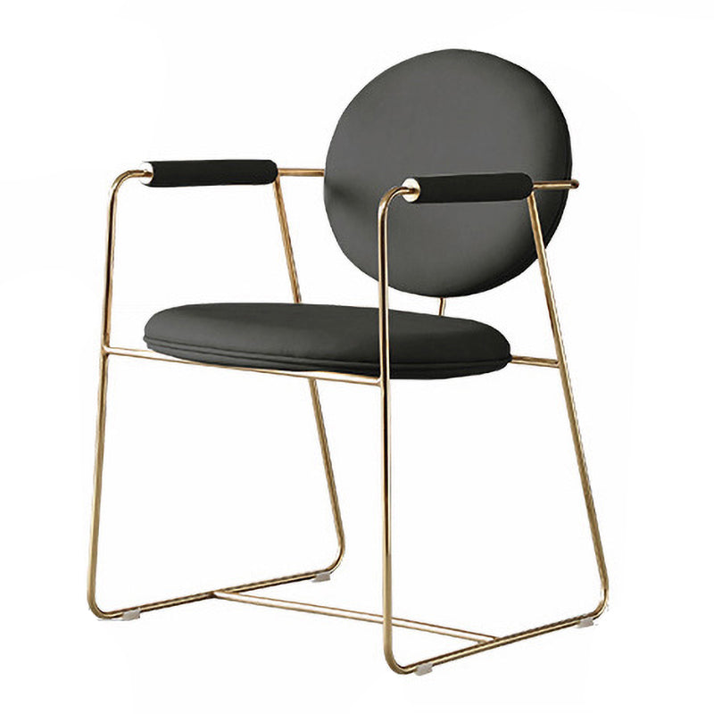 Nordic Cushioned Dining Chair 33"H King Louis Back Side Chair with Metal Base for Restaurant Grey 1 Piece Clearhalo ' kitchen&dining_furn' 'Dining Chairs' 'Dining Tables & Seating' 'dining_chair' 'furn' 'furn_dining_chair' 'Furniture' 'furniture_dining_chair' 'Kitchen & Dining Furniture' 'kitchen' 3671812