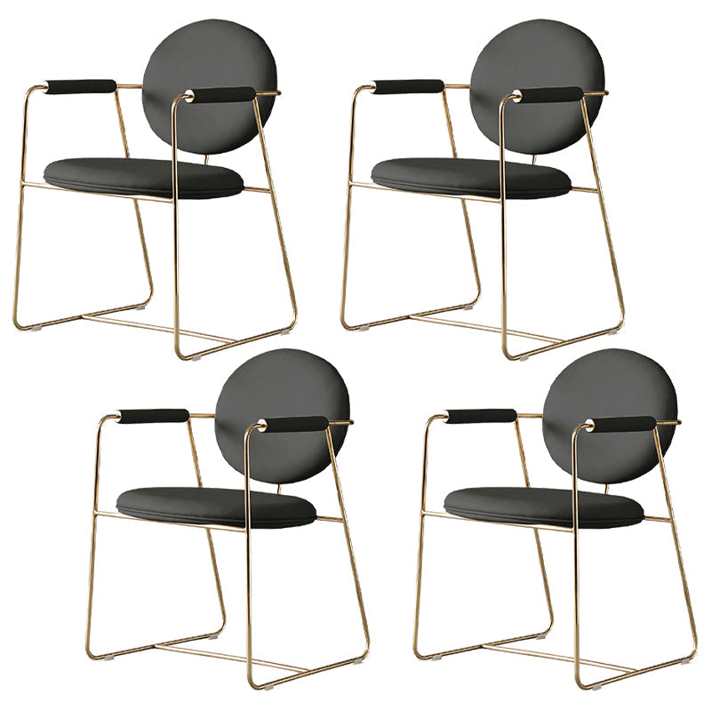 Nordic Cushioned Dining Chair 33"H King Louis Back Side Chair with Metal Base for Restaurant Grey 4 Piece Set Clearhalo ' kitchen&dining_furn' 'Dining Chairs' 'Dining Tables & Seating' 'dining_chair' 'furn' 'furn_dining_chair' 'Furniture' 'furniture_dining_chair' 'Kitchen & Dining Furniture' 'kitchen' 3671816