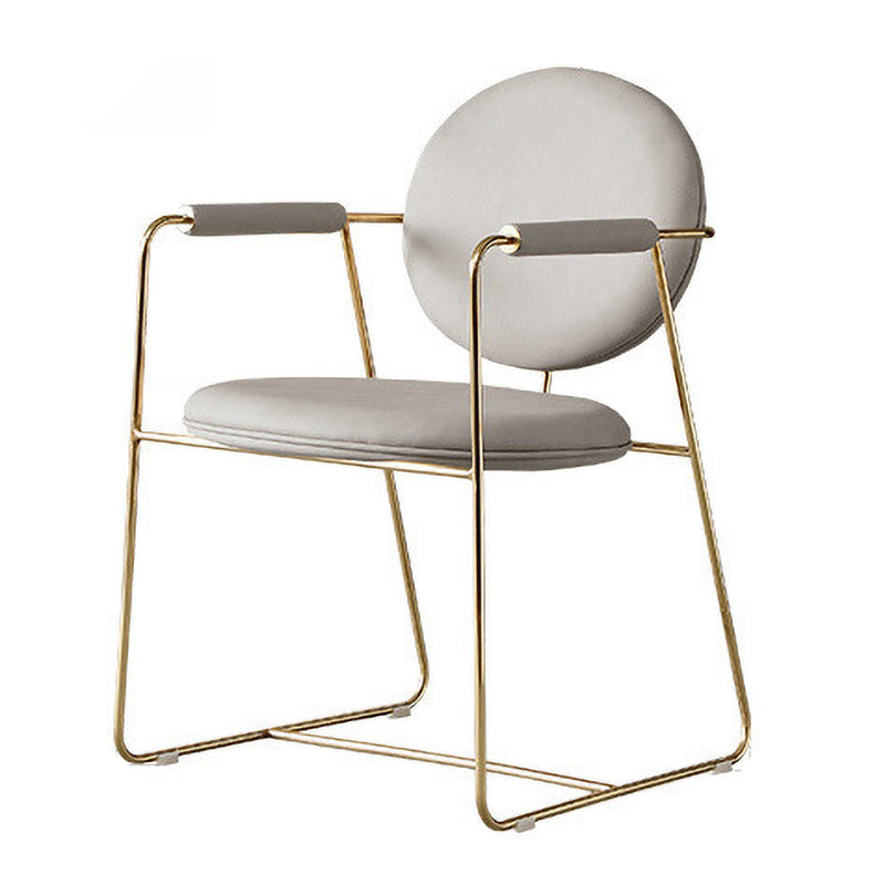 Nordic Cushioned Dining Chair 33"H King Louis Back Side Chair with Metal Base for Restaurant White 1 Piece Clearhalo ' kitchen&dining_furn' 'Dining Chairs' 'Dining Tables & Seating' 'dining_chair' 'furn' 'furn_dining_chair' 'Furniture' 'furniture_dining_chair' 'Kitchen & Dining Furniture' 'kitchen' 3671818