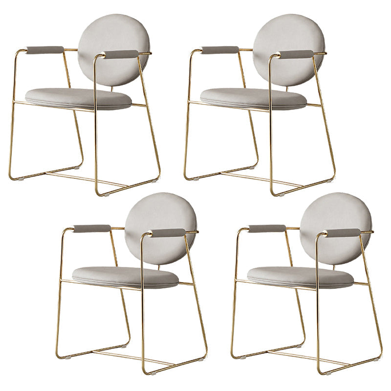 Nordic Cushioned Dining Chair 33"H King Louis Back Side Chair with Metal Base for Restaurant White 4 Piece Set Clearhalo ' kitchen&dining_furn' 'Dining Chairs' 'Dining Tables & Seating' 'dining_chair' 'furn' 'furn_dining_chair' 'Furniture' 'furniture_dining_chair' 'Kitchen & Dining Furniture' 'kitchen' 3671821