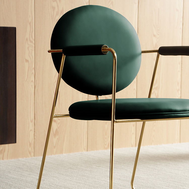 Nordic Cushioned Dining Chair 33"H King Louis Back Side Chair with Metal Base for Restaurant Clearhalo ' kitchen&dining_furn' 'Dining Chairs' 'Dining Tables & Seating' 'dining_chair' 'furn' 'furn_dining_chair' 'Furniture' 'furniture_dining_chair' 'Kitchen & Dining Furniture' 'kitchen' 3671823