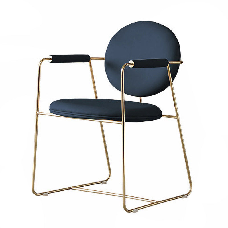 Nordic Cushioned Dining Chair 33"H King Louis Back Side Chair with Metal Base for Restaurant Blue 1 Piece Clearhalo ' kitchen&dining_furn' 'Dining Chairs' 'Dining Tables & Seating' 'dining_chair' 'furn' 'furn_dining_chair' 'Furniture' 'furniture_dining_chair' 'Kitchen & Dining Furniture' 'kitchen' 3671824