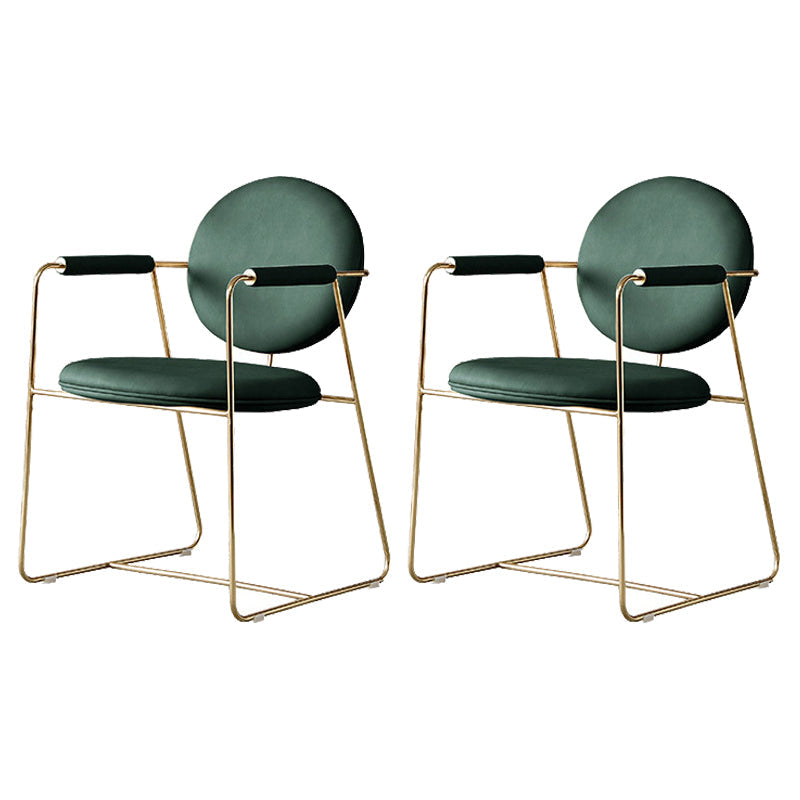 Nordic Cushioned Dining Chair 33"H King Louis Back Side Chair with Metal Base for Restaurant Green 2 Piece Set Clearhalo ' kitchen&dining_furn' 'Dining Chairs' 'Dining Tables & Seating' 'dining_chair' 'furn' 'furn_dining_chair' 'Furniture' 'furniture_dining_chair' 'Kitchen & Dining Furniture' 'kitchen' 3671830