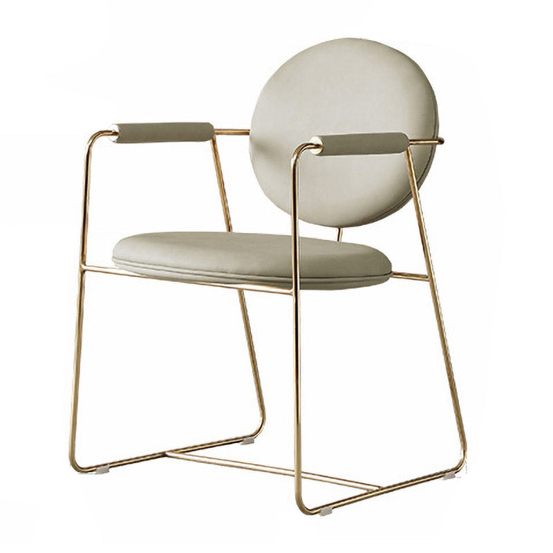 Nordic Cushioned Dining Chair 33"H King Louis Back Side Chair with Metal Base for Restaurant Beige 1 Piece Clearhalo ' kitchen&dining_furn' 'Dining Chairs' 'Dining Tables & Seating' 'dining_chair' 'furn' 'furn_dining_chair' 'Furniture' 'furniture_dining_chair' 'Kitchen & Dining Furniture' 'kitchen' 3671835