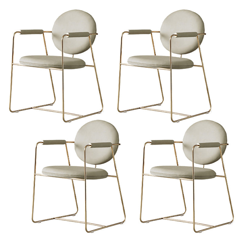 Nordic Cushioned Dining Chair 33"H King Louis Back Side Chair with Metal Base for Restaurant Beige 4 Piece Set Clearhalo ' kitchen&dining_furn' 'Dining Chairs' 'Dining Tables & Seating' 'dining_chair' 'furn' 'furn_dining_chair' 'Furniture' 'furniture_dining_chair' 'Kitchen & Dining Furniture' 'kitchen' 3671837