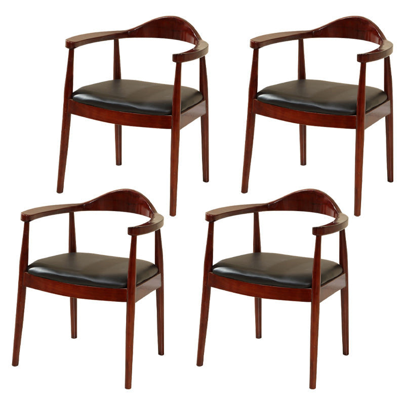 Scandinavian Style Wood Dining Chairs Open Back Dining Side Chair Home Side Chair Red Brown 4 Piece Set Clearhalo ' kitchen&dining_furn' 'Dining Chairs' 'Dining Tables & Seating' 'dining_chair' 'furn' 'furn_dining_chair' 'Furniture' 'furniture_dining_chair' 'Kitchen & Dining Furniture' 'kitchen' 3671884