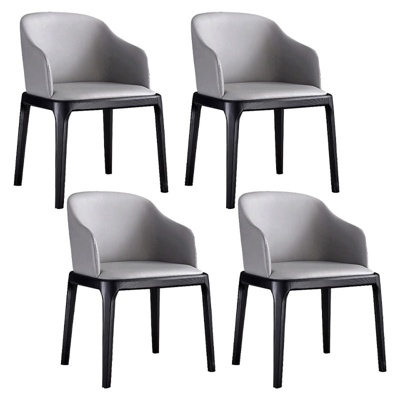 Contemporary Style Leather Chair Arm Parsons Chair with Wooden Legs for Kitchen Grey 4 Piece Set Clearhalo ' kitchen&dining_furn' 'Dining Chairs' 'Dining Tables & Seating' 'dining_chair' 'furn' 'furn_dining_chair' 'Furniture' 'furniture_dining_chair' 'Kitchen & Dining Furniture' 'kitchen' 3671900