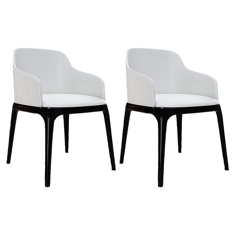 Contemporary Style Leather Chair Arm Parsons Chair with Wooden Legs for Kitchen White 2 Piece Set Clearhalo ' kitchen&dining_furn' 'Dining Chairs' 'Dining Tables & Seating' 'dining_chair' 'furn' 'furn_dining_chair' 'Furniture' 'furniture_dining_chair' 'Kitchen & Dining Furniture' 'kitchen' 3671902