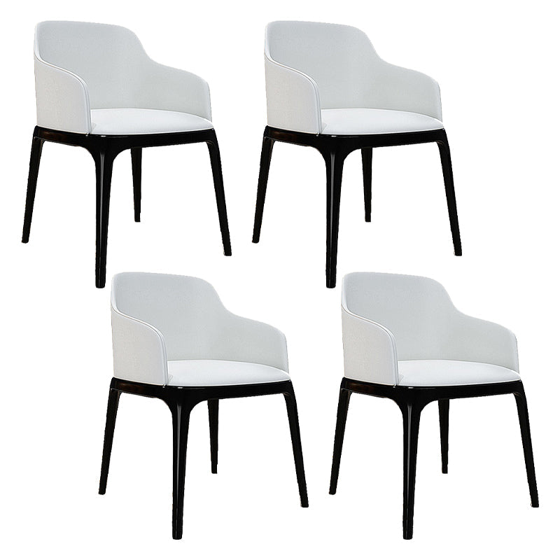 Contemporary Style Leather Chair Arm Parsons Chair with Wooden Legs for Kitchen White 4 Piece Set Clearhalo ' kitchen&dining_furn' 'Dining Chairs' 'Dining Tables & Seating' 'dining_chair' 'furn' 'furn_dining_chair' 'Furniture' 'furniture_dining_chair' 'Kitchen & Dining Furniture' 'kitchen' 3671903