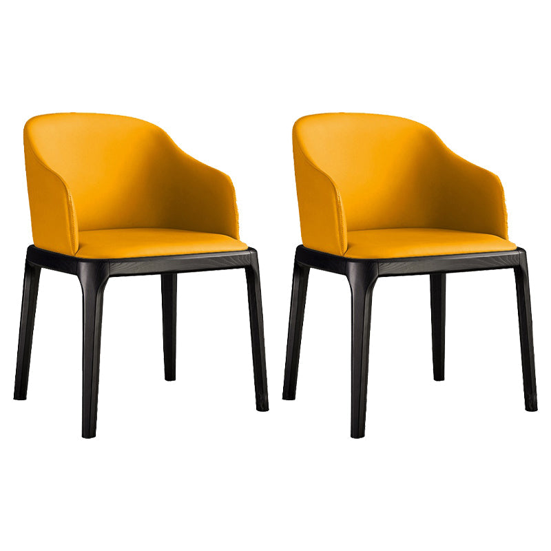 Contemporary Style Leather Chair Arm Parsons Chair with Wooden Legs for Kitchen Yellow 2 Piece Set Clearhalo ' kitchen&dining_furn' 'Dining Chairs' 'Dining Tables & Seating' 'dining_chair' 'furn' 'furn_dining_chair' 'Furniture' 'furniture_dining_chair' 'Kitchen & Dining Furniture' 'kitchen' 3671905