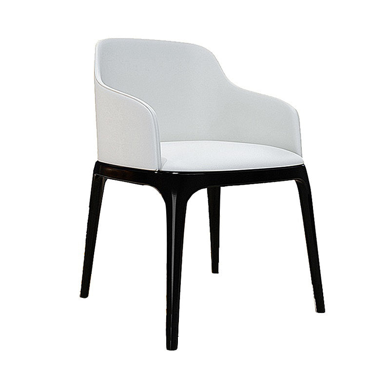 Contemporary Style Leather Chair Arm Parsons Chair with Wooden Legs for Kitchen White 1 Piece Clearhalo ' kitchen&dining_furn' 'Dining Chairs' 'Dining Tables & Seating' 'dining_chair' 'furn' 'furn_dining_chair' 'Furniture' 'furniture_dining_chair' 'Kitchen & Dining Furniture' 'kitchen' 3671906