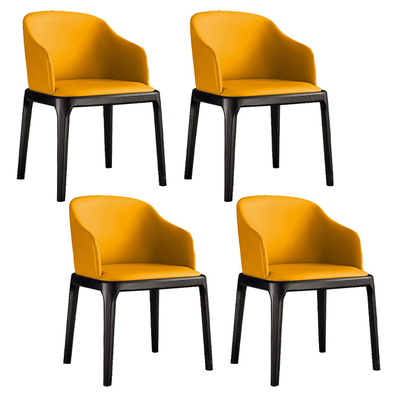 Contemporary Style Leather Chair Arm Parsons Chair with Wooden Legs for Kitchen Yellow 4 Piece Set Clearhalo ' kitchen&dining_furn' 'Dining Chairs' 'Dining Tables & Seating' 'dining_chair' 'furn' 'furn_dining_chair' 'Furniture' 'furniture_dining_chair' 'Kitchen & Dining Furniture' 'kitchen' 3671907