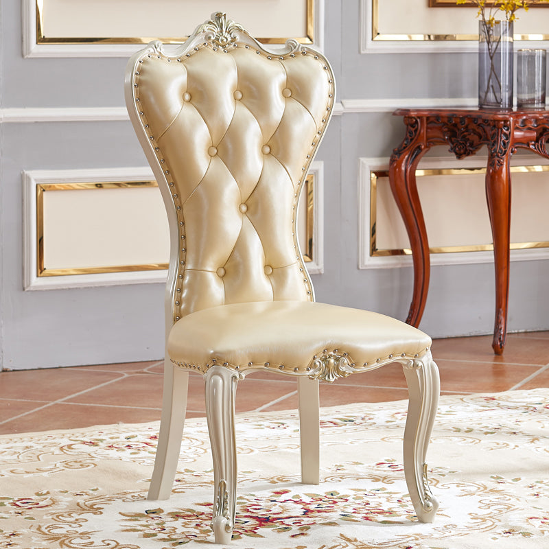 European style Birch Leather Side chair Light color Parsons Dining Chair Clearhalo ' kitchen&dining_furn' 'Dining Chairs' 'Dining Tables & Seating' 'dining_chair' 'furn' 'furn_dining_chair' 'Furniture' 'furniture_dining_chair' 'Kitchen & Dining Furniture' 'kitchen' 3671916