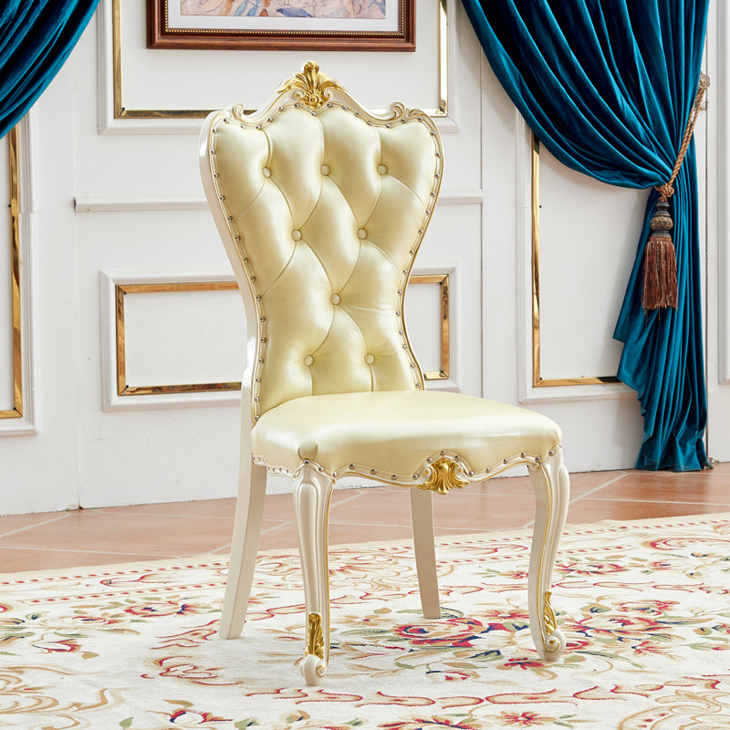 European style Birch Leather Side chair Light color Parsons Dining Chair Clearhalo ' kitchen&dining_furn' 'Dining Chairs' 'Dining Tables & Seating' 'dining_chair' 'furn' 'furn_dining_chair' 'Furniture' 'furniture_dining_chair' 'Kitchen & Dining Furniture' 'kitchen' 3671917