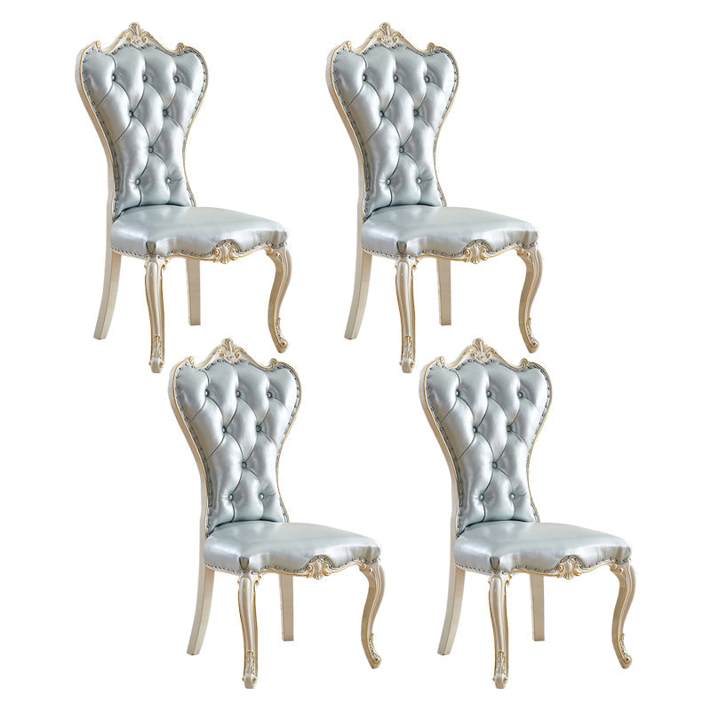 European style Birch Leather Side chair Light color Parsons Dining Chair Light Gray 4 Piece Set Clearhalo ' kitchen&dining_furn' 'Dining Chairs' 'Dining Tables & Seating' 'dining_chair' 'furn' 'furn_dining_chair' 'Furniture' 'furniture_dining_chair' 'Kitchen & Dining Furniture' 'kitchen' 3671919