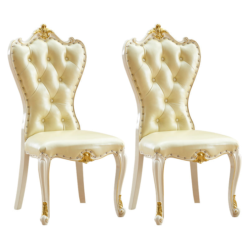 European style Birch Leather Side chair Light color Parsons Dining Chair Beige 2 Piece Set Clearhalo ' kitchen&dining_furn' 'Dining Chairs' 'Dining Tables & Seating' 'dining_chair' 'furn' 'furn_dining_chair' 'Furniture' 'furniture_dining_chair' 'Kitchen & Dining Furniture' 'kitchen' 3671924