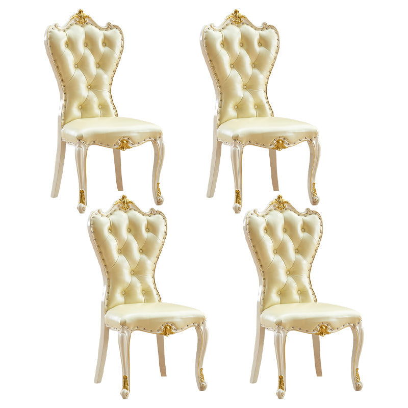 European style Birch Leather Side chair Light color Parsons Dining Chair Beige 4 Piece Set Clearhalo ' kitchen&dining_furn' 'Dining Chairs' 'Dining Tables & Seating' 'dining_chair' 'furn' 'furn_dining_chair' 'Furniture' 'furniture_dining_chair' 'Kitchen & Dining Furniture' 'kitchen' 3671926