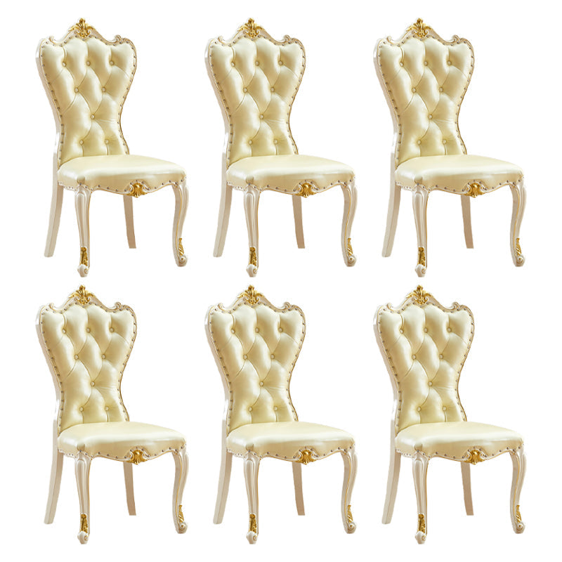 European style Birch Leather Side chair Light color Parsons Dining Chair Beige 6 Piece Set Clearhalo ' kitchen&dining_furn' 'Dining Chairs' 'Dining Tables & Seating' 'dining_chair' 'furn' 'furn_dining_chair' 'Furniture' 'furniture_dining_chair' 'Kitchen & Dining Furniture' 'kitchen' 3671928