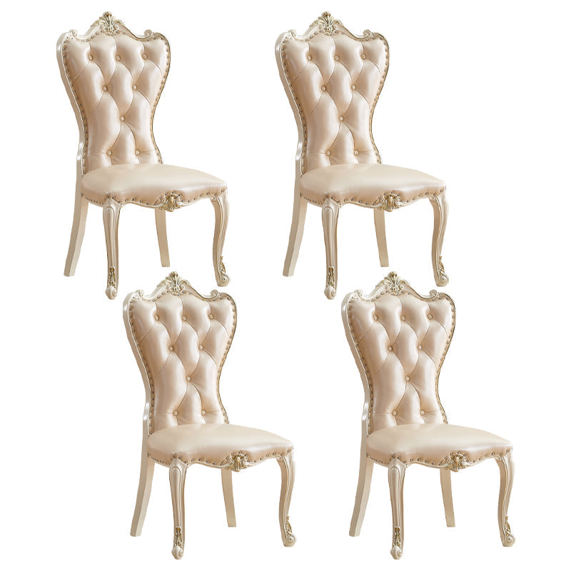 European style Birch Leather Side chair Light color Parsons Dining Chair Pink 4 Piece Set Clearhalo ' kitchen&dining_furn' 'Dining Chairs' 'Dining Tables & Seating' 'dining_chair' 'furn' 'furn_dining_chair' 'Furniture' 'furniture_dining_chair' 'Kitchen & Dining Furniture' 'kitchen' 3671931