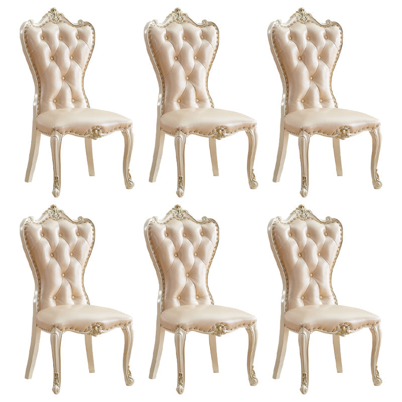 European style Birch Leather Side chair Light color Parsons Dining Chair Pink 6 Piece Set Clearhalo ' kitchen&dining_furn' 'Dining Chairs' 'Dining Tables & Seating' 'dining_chair' 'furn' 'furn_dining_chair' 'Furniture' 'furniture_dining_chair' 'Kitchen & Dining Furniture' 'kitchen' 3671932