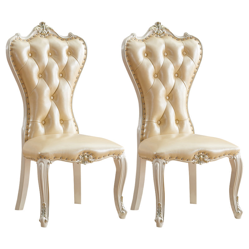 European style Birch Leather Side chair Light color Parsons Dining Chair Yellow 2 Piece Set Clearhalo ' kitchen&dining_furn' 'Dining Chairs' 'Dining Tables & Seating' 'dining_chair' 'furn' 'furn_dining_chair' 'Furniture' 'furniture_dining_chair' 'Kitchen & Dining Furniture' 'kitchen' 3671933