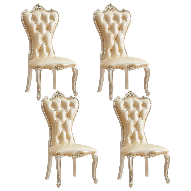 European style Birch Leather Side chair Light color Parsons Dining Chair Yellow 4 Piece Set Clearhalo ' kitchen&dining_furn' 'Dining Chairs' 'Dining Tables & Seating' 'dining_chair' 'furn' 'furn_dining_chair' 'Furniture' 'furniture_dining_chair' 'Kitchen & Dining Furniture' 'kitchen' 3671934