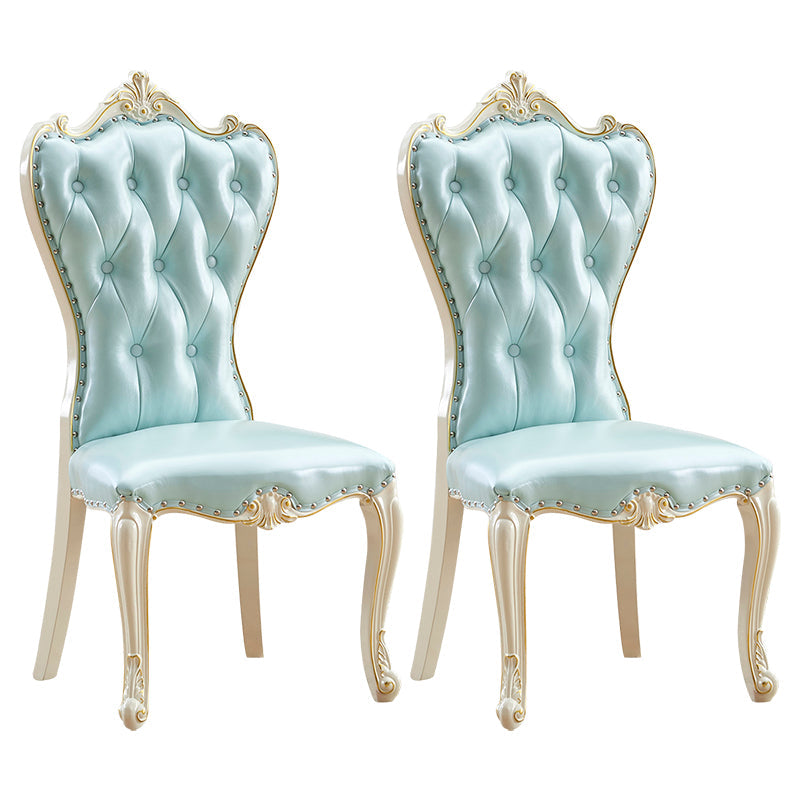 European style Birch Leather Side chair Light color Parsons Dining Chair Light Blue 2 Piece Set Clearhalo ' kitchen&dining_furn' 'Dining Chairs' 'Dining Tables & Seating' 'dining_chair' 'furn' 'furn_dining_chair' 'Furniture' 'furniture_dining_chair' 'Kitchen & Dining Furniture' 'kitchen' 3671936