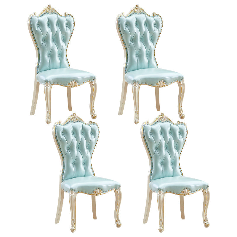 European style Birch Leather Side chair Light color Parsons Dining Chair Light Blue 4 Piece Set Clearhalo ' kitchen&dining_furn' 'Dining Chairs' 'Dining Tables & Seating' 'dining_chair' 'furn' 'furn_dining_chair' 'Furniture' 'furniture_dining_chair' 'Kitchen & Dining Furniture' 'kitchen' 3671937