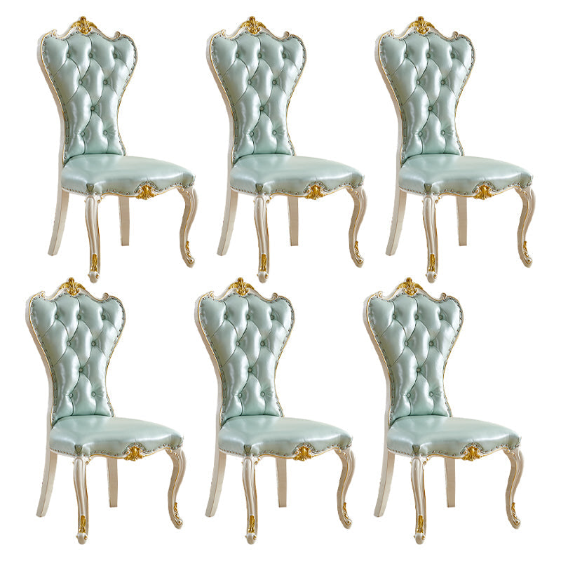European style Birch Leather Side chair Light color Parsons Dining Chair Light Green 6 Piece Set Clearhalo ' kitchen&dining_furn' 'Dining Chairs' 'Dining Tables & Seating' 'dining_chair' 'furn' 'furn_dining_chair' 'Furniture' 'furniture_dining_chair' 'Kitchen & Dining Furniture' 'kitchen' 3671941