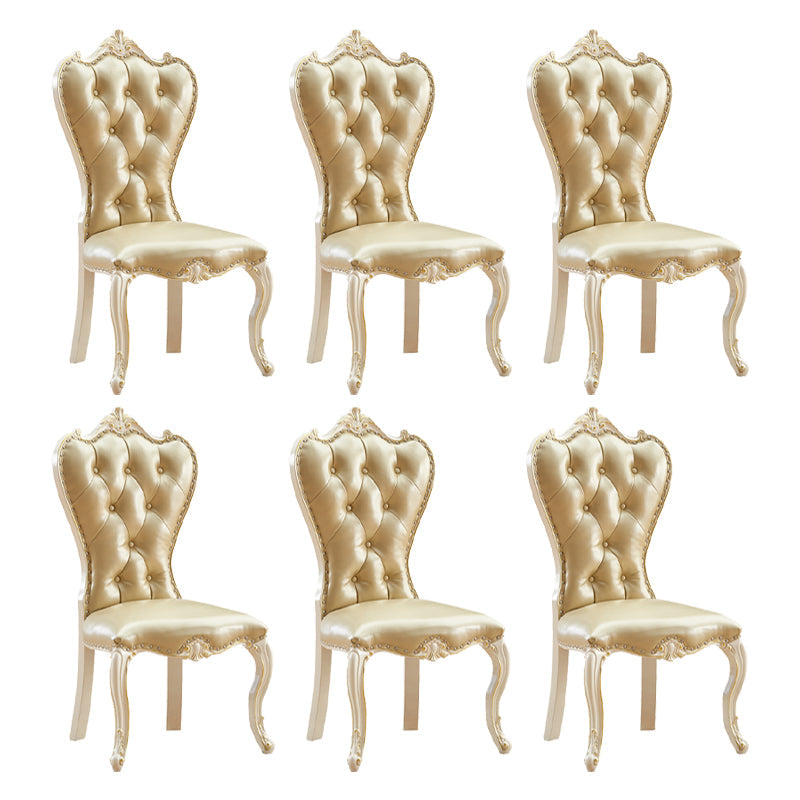 European style Birch Leather Side chair Light color Parsons Dining Chair Light Gold 6 Piece Set Clearhalo ' kitchen&dining_furn' 'Dining Chairs' 'Dining Tables & Seating' 'dining_chair' 'furn' 'furn_dining_chair' 'Furniture' 'furniture_dining_chair' 'Kitchen & Dining Furniture' 'kitchen' 3671947