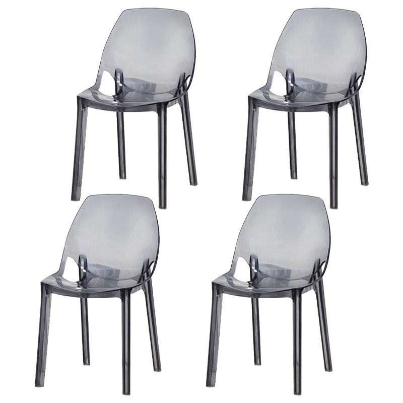 Glam Style Plastic Kitchen Dining Room Chair Set Solid Back Side Chairs Grey 4 Piece Set Clearhalo ' kitchen&dining_furn' 'Dining Chairs' 'Dining Tables & Seating' 'dining_chair' 'furn' 'furn_dining_chair' 'Furniture' 'furniture_dining_chair' 'Kitchen & Dining Furniture' 'kitchen' 3671952