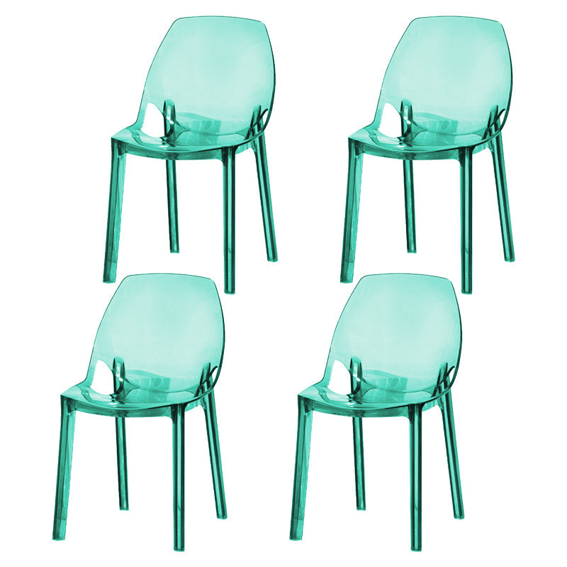 Glam Style Plastic Kitchen Dining Room Chair Set Solid Back Side Chairs Green 4 Piece Set Clearhalo ' kitchen&dining_furn' 'Dining Chairs' 'Dining Tables & Seating' 'dining_chair' 'furn' 'furn_dining_chair' 'Furniture' 'furniture_dining_chair' 'Kitchen & Dining Furniture' 'kitchen' 3671965
