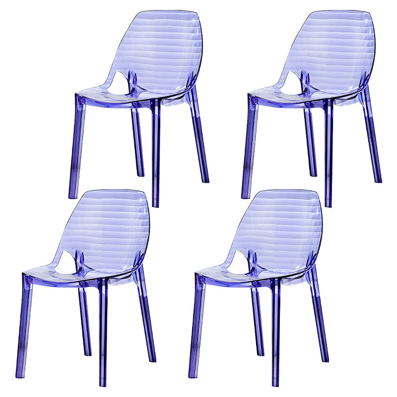 Glam Style Plastic Kitchen Dining Room Chair Set Solid Back Side Chairs Purple 4 Piece Set Clearhalo ' kitchen&dining_furn' 'Dining Chairs' 'Dining Tables & Seating' 'dining_chair' 'furn' 'furn_dining_chair' 'Furniture' 'furniture_dining_chair' 'Kitchen & Dining Furniture' 'kitchen' 3671968