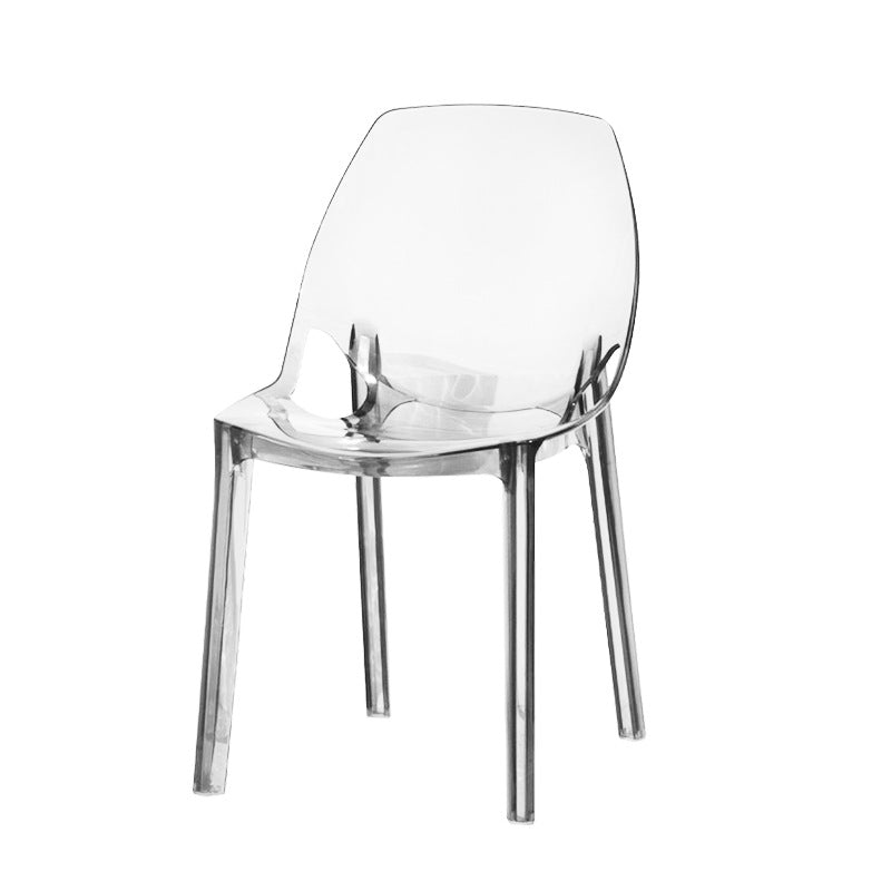 Glam Style Plastic Kitchen Dining Room Chair Set Solid Back Side Chairs Clear 1 Piece Clearhalo ' kitchen&dining_furn' 'Dining Chairs' 'Dining Tables & Seating' 'dining_chair' 'furn' 'furn_dining_chair' 'Furniture' 'furniture_dining_chair' 'Kitchen & Dining Furniture' 'kitchen' 3671969