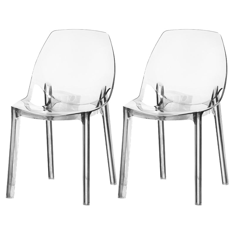 Glam Style Plastic Kitchen Dining Room Chair Set Solid Back Side Chairs Clear 2 Piece Set Clearhalo ' kitchen&dining_furn' 'Dining Chairs' 'Dining Tables & Seating' 'dining_chair' 'furn' 'furn_dining_chair' 'Furniture' 'furniture_dining_chair' 'Kitchen & Dining Furniture' 'kitchen' 3671970