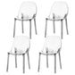 Glam Style Plastic Kitchen Dining Room Chair Set Solid Back Side Chairs Clear 4 Piece Set Clearhalo ' kitchen&dining_furn' 'Dining Chairs' 'Dining Tables & Seating' 'dining_chair' 'furn' 'furn_dining_chair' 'Furniture' 'furniture_dining_chair' 'Kitchen & Dining Furniture' 'kitchen' 3671971