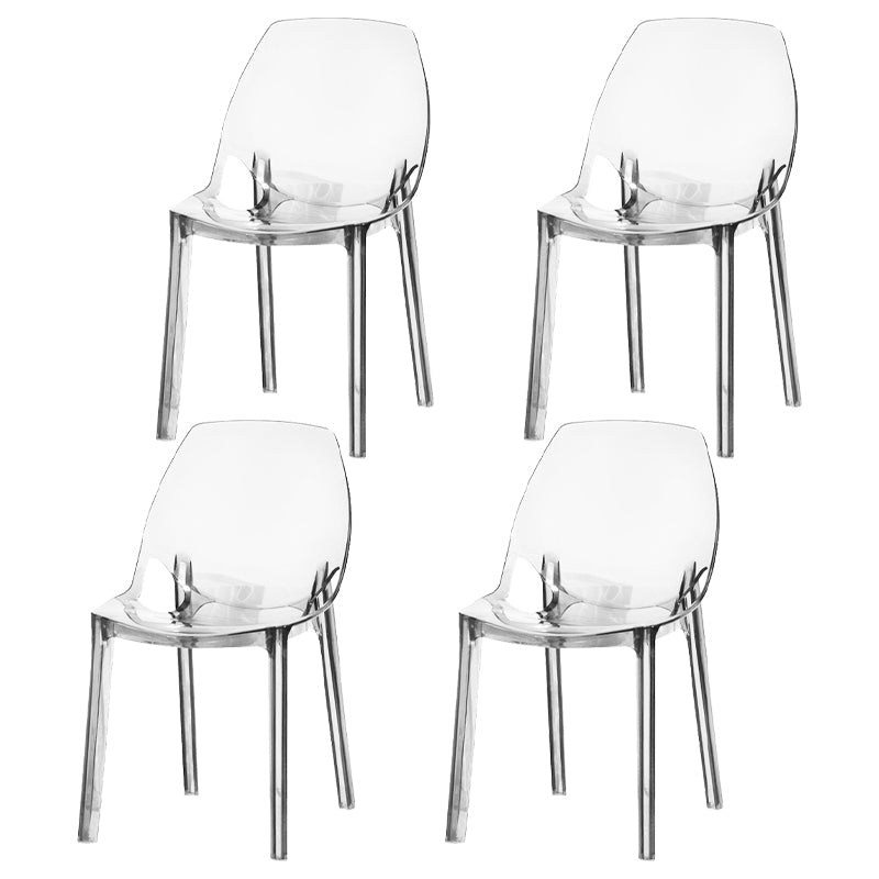 Glam Style Plastic Kitchen Dining Room Chair Set Solid Back Side Chairs Clear 4 Piece Set Clearhalo ' kitchen&dining_furn' 'Dining Chairs' 'Dining Tables & Seating' 'dining_chair' 'furn' 'furn_dining_chair' 'Furniture' 'furniture_dining_chair' 'Kitchen & Dining Furniture' 'kitchen' 3671971