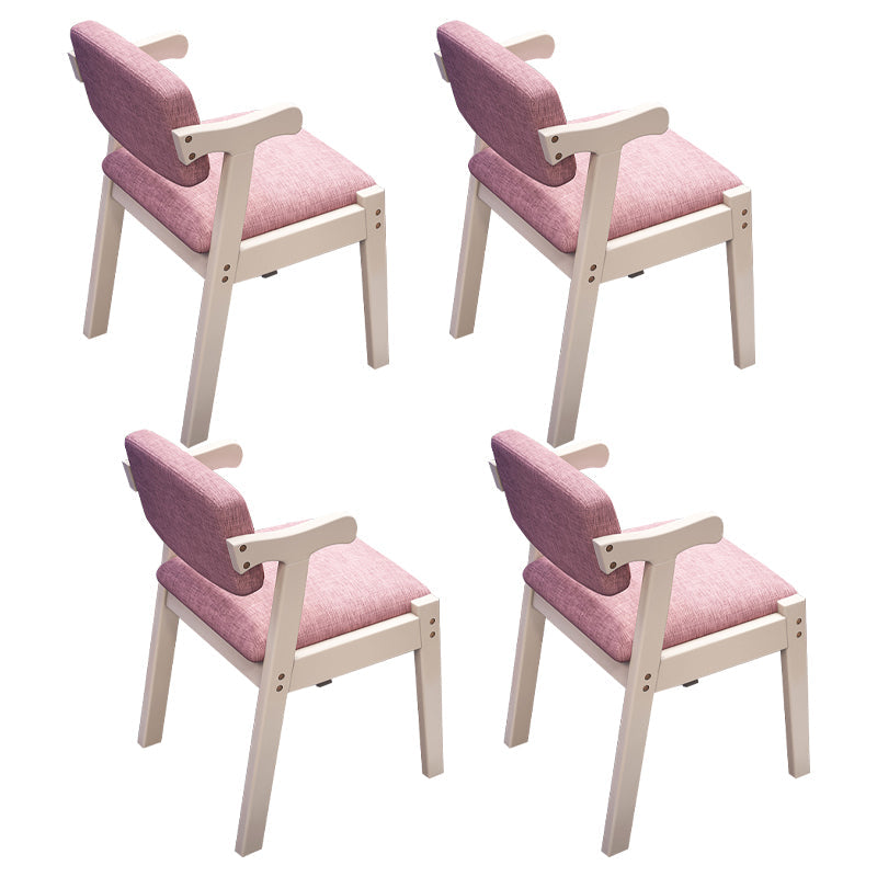 Contemporary Wood Side Chair Open Back Dining Side Arm Chair for Home Use Pink 4 Piece Set Clearhalo ' kitchen&dining_furn' 'Dining Chairs' 'Dining Tables & Seating' 'dining_chair' 'furn' 'furn_dining_chair' 'Furniture' 'furniture_dining_chair' 'Kitchen & Dining Furniture' 'kitchen' 3671984