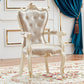 European Style Birch Leather Arm Chair Light Color Solid Back Dining Chair with White Legs Clearhalo ' kitchen&dining_furn' 'Dining Chairs' 'Dining Tables & Seating' 'dining_chair' 'furn' 'furn_dining_chair' 'Furniture' 'furniture_dining_chair' 'Kitchen & Dining Furniture' 'kitchen' 3672020